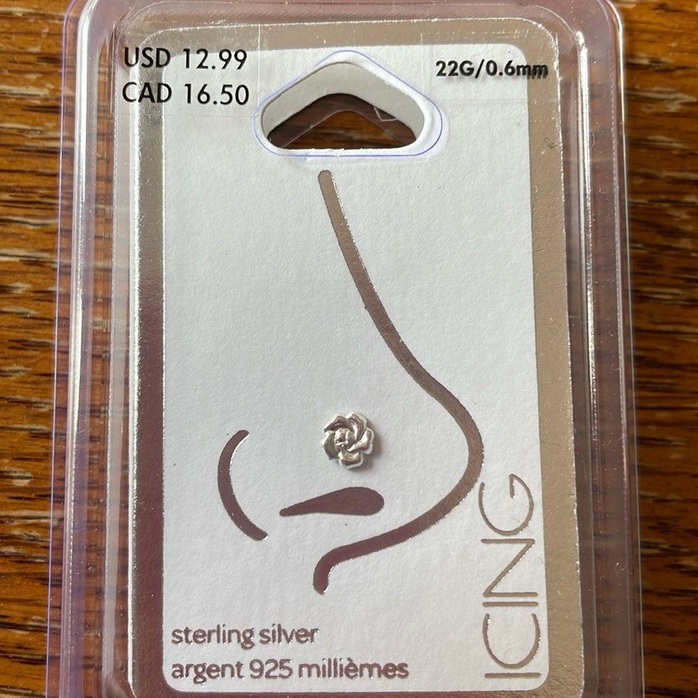 Sterling silver nose ring, new.